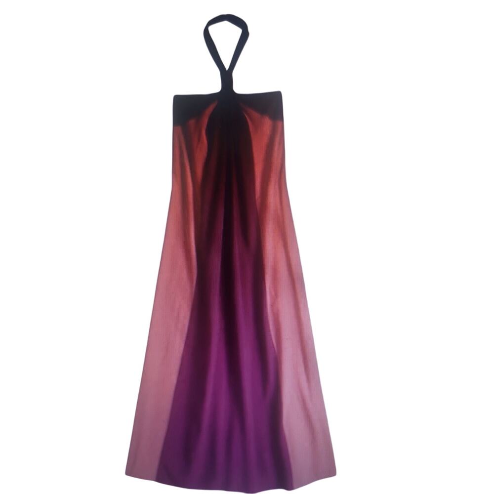 9 West Halter Strapless Maxi Dress Sz Large Red & Pink Flowy Spring Summer Dress